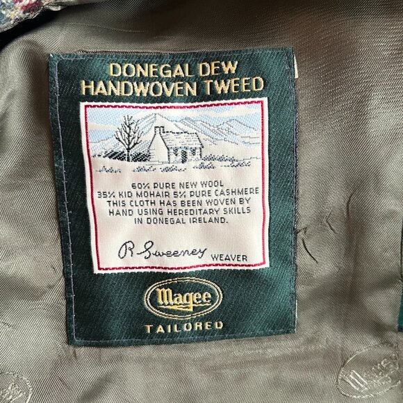 Wool Cashmere Tweed Plaid Blazer Jacket Heritage Classic Donegal Ireland, M - Picture 3 of 15